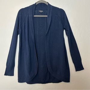 ⭐️Lucky Brand navy blue zigzag knit cocoon style wool blend cardigan size small